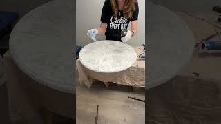 Painting Faux Marble - Table From Salvaged Wood #diy #furnitureflip