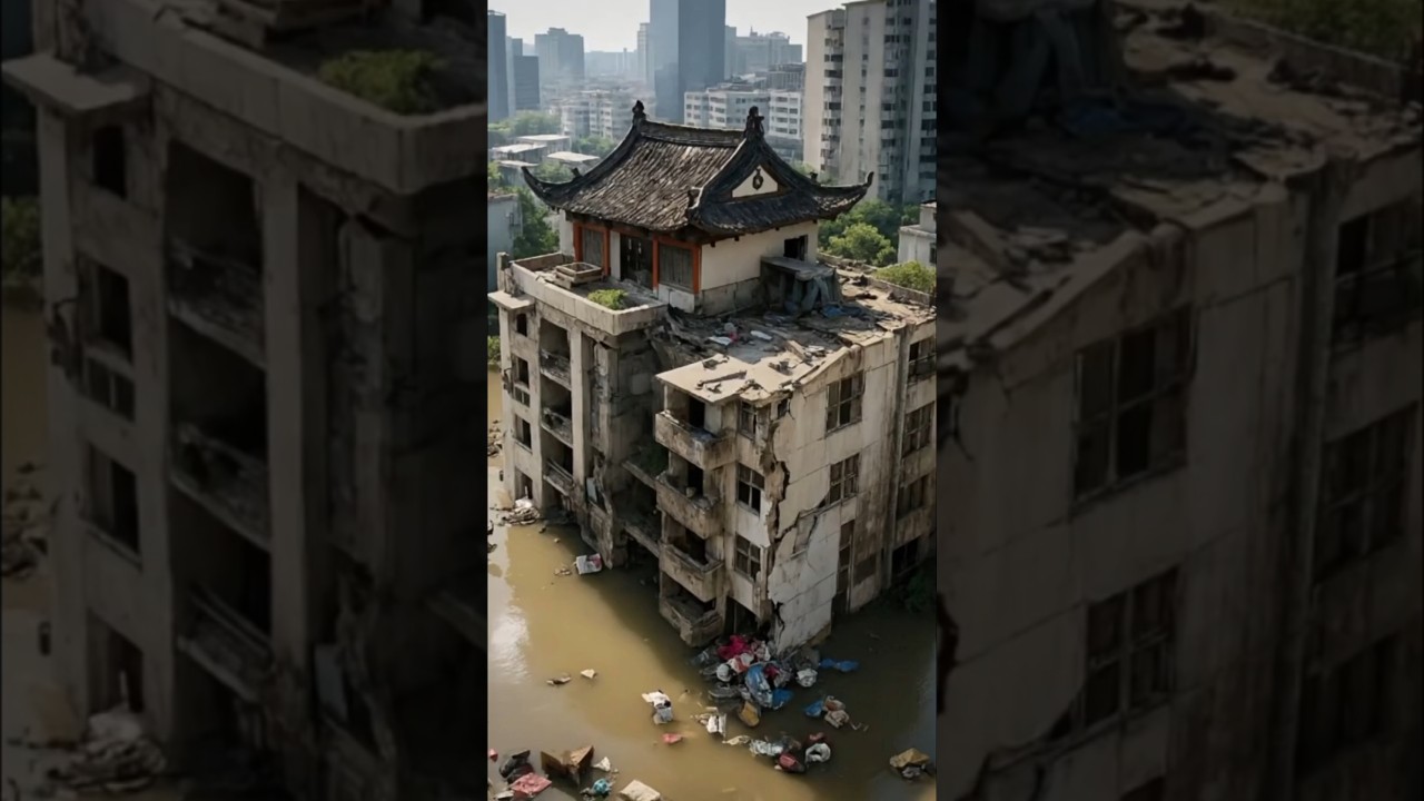 Ancient Grace Falls: Watch a Chinese Building Collapse in a Flood!