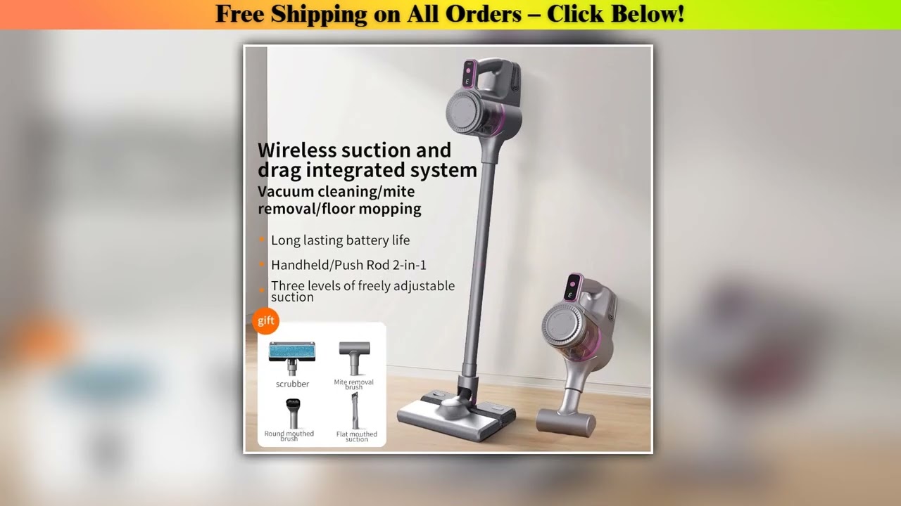 4 in 1 Cordless Vacuum Cleaner Wet Dry 15000Pa Suction Mite Removal 400ML Dust Cup Multi Brush