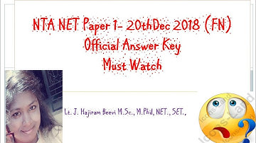 NTA NET paper 1 20 Dec 2018 forenoon official answer key