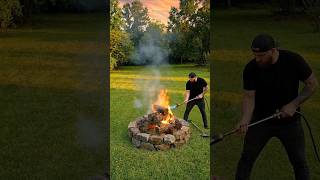 ​I built the ultimate rustic fire pit in my backyard 🔥🧱