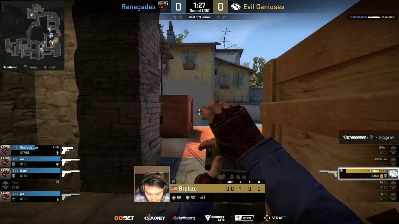 Evil Genius' INSANE BREHZE 1v4 PISTOL CLUTCH ACE vs Renegades StarSeries i-League Season 8