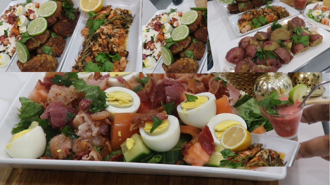 Repas de Noël|Pommes de terre à la viande hachée | Salad|Pomme de terre |Saumon au beurre et à l'ail