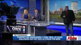 Ken Carman Tracy McCool and Gabe Spiegel try using a Hot Dog as a Straw