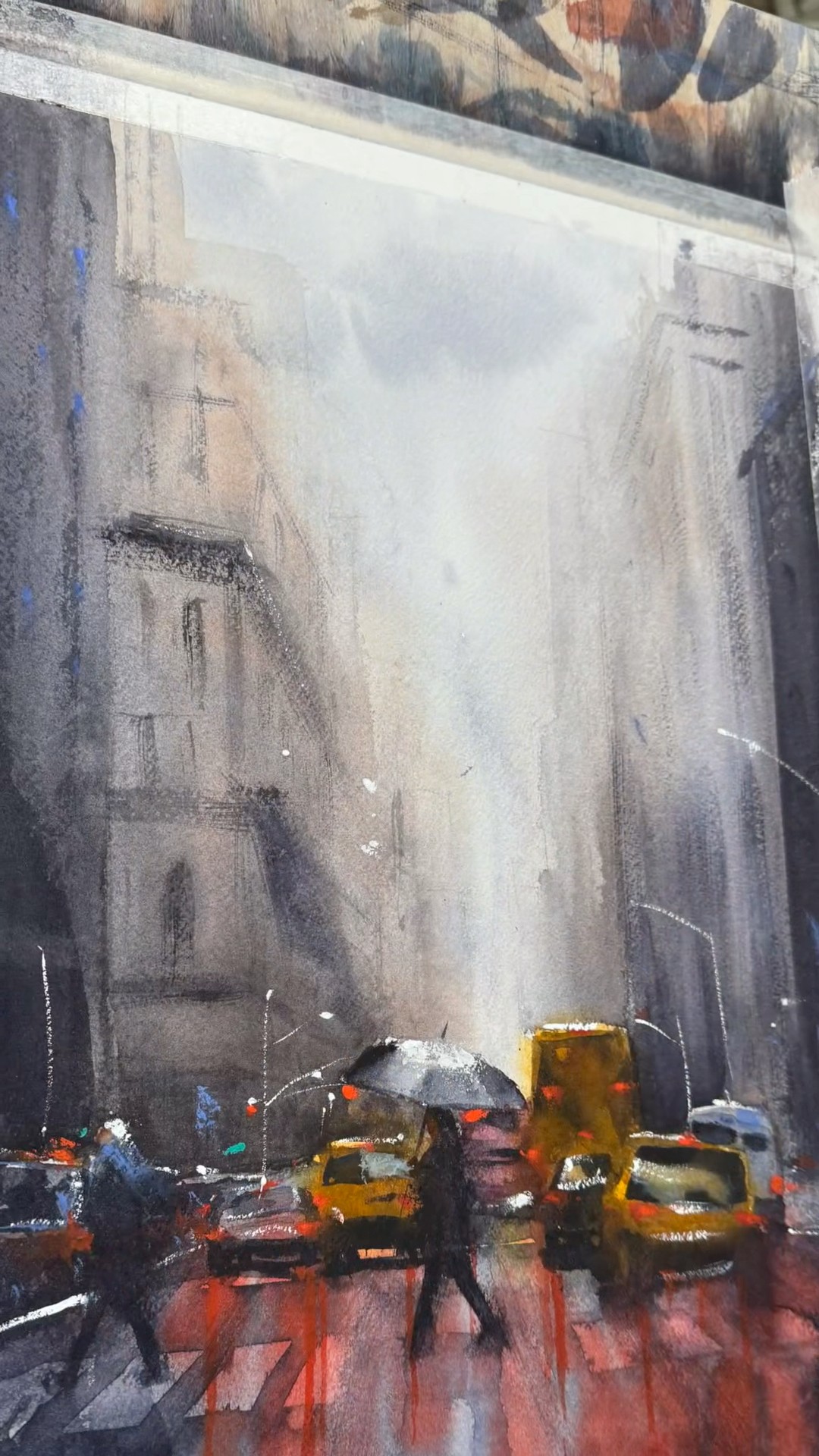 雨の日のNewYork☔️ / I Painted Rainy NYC in Watercolor #shorts
