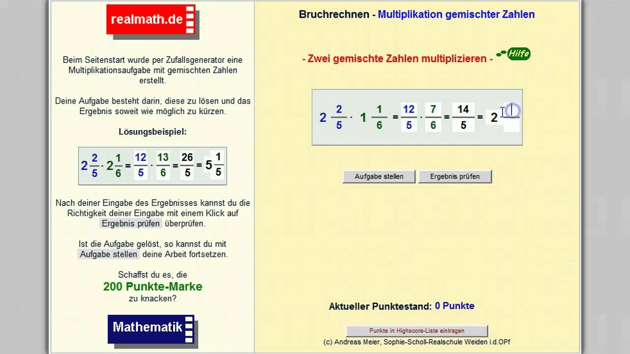 Gemischte Zahlen multiplizieren - realmath.de - YouTube