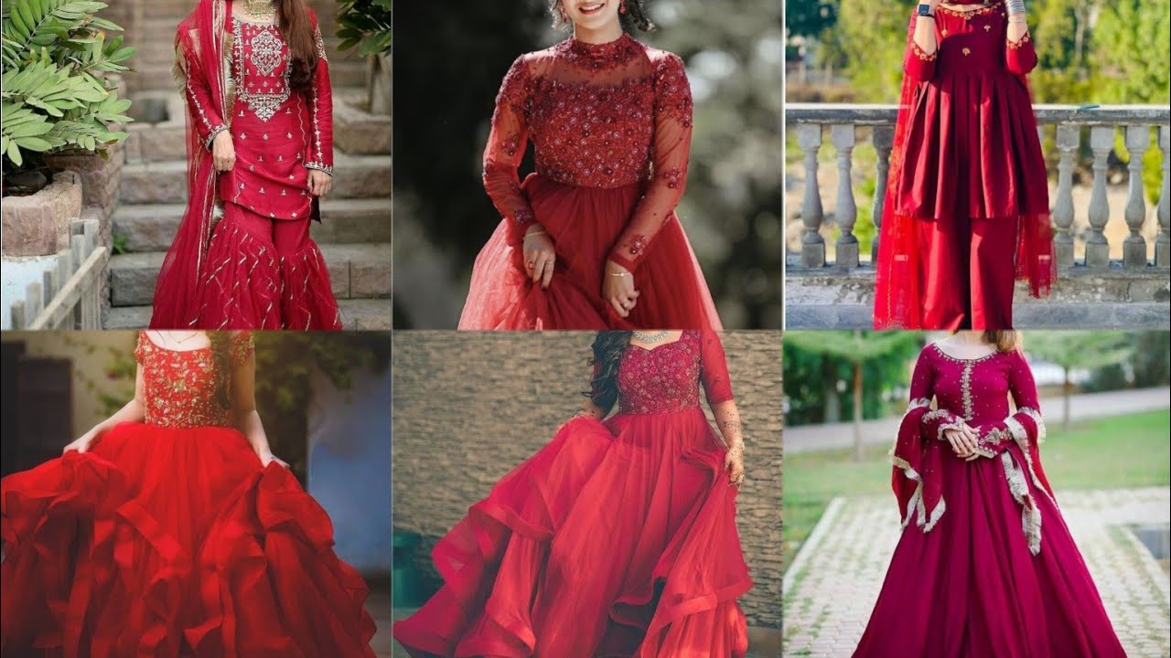 Red colour dress drsings 2023 Red dress party wear beautifull dress