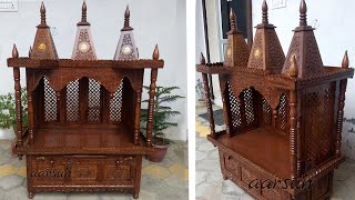 Hand Carved Sheesham Wood Temple Diy Home Mandir Aarsun