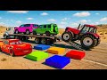 Flatbed Truck McQueen Transportation with Truck Pothole vs Car #114 BeamNG Drive Gameplay