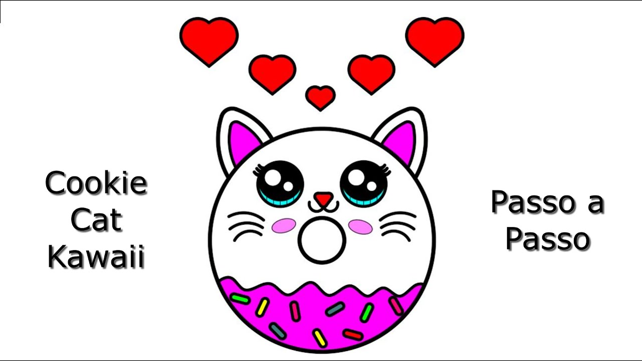 Como desenhar Cookie Cat Kawaii fofo ❤ Desenhos Kawaii - Desenhos