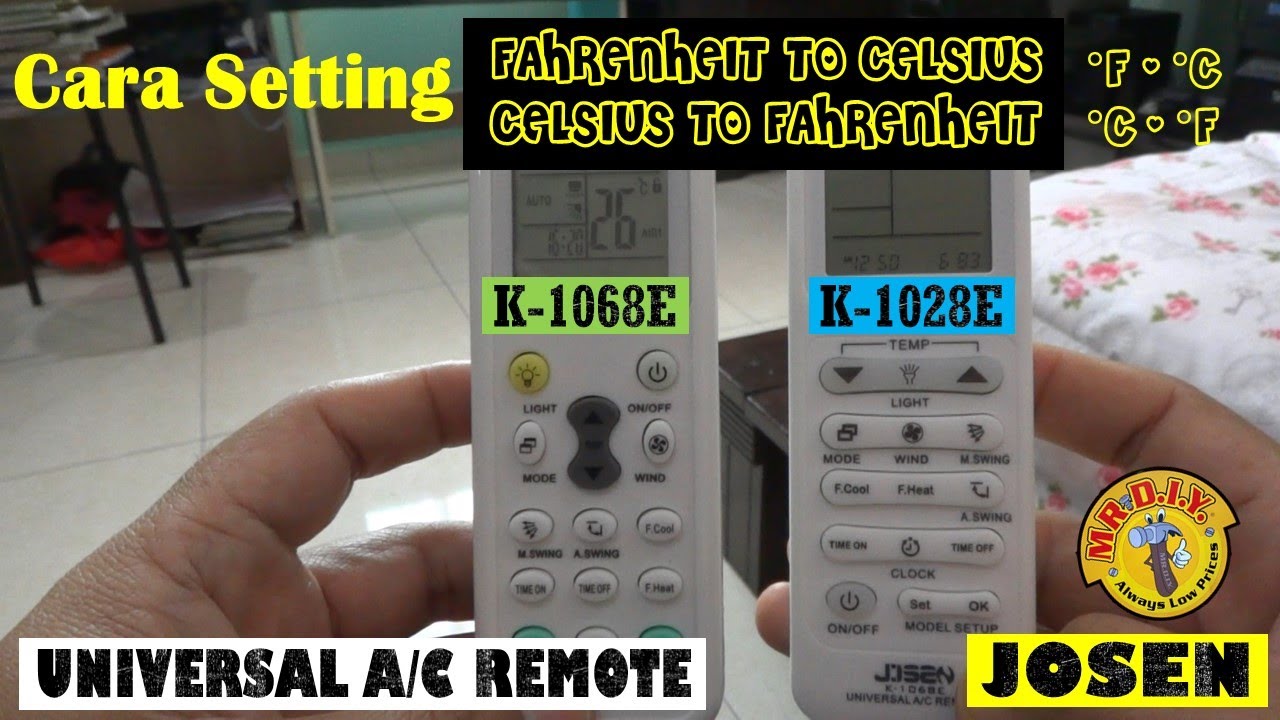 Cara Setting Universal Remote Fahrenheit to Celsius °F to °C Josen