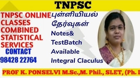 Tnpsc combined Statistical services Mathematics integral calculus