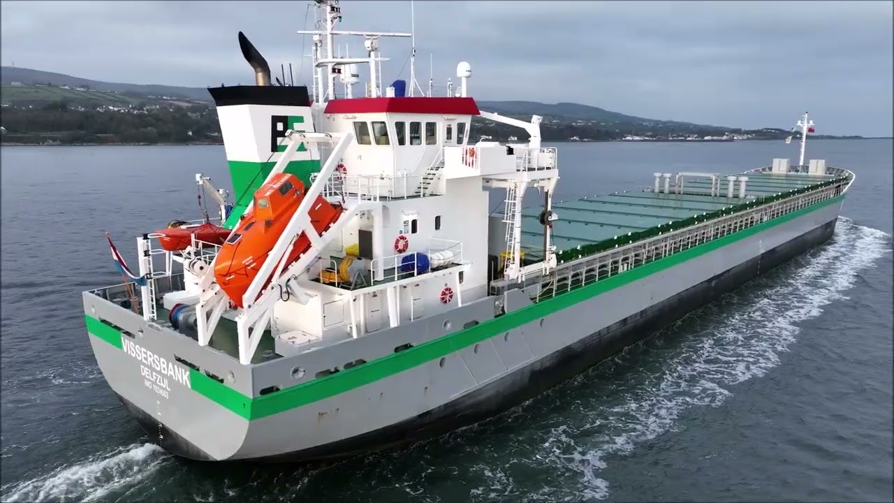 Cargo Vessel Vissersbank With Pilot Descending Ladder - Lough Foyle