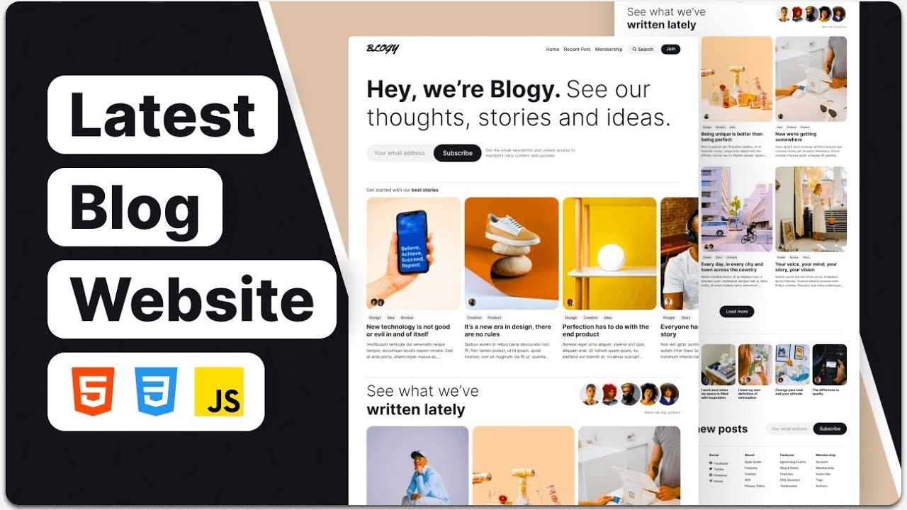 Blog website design using html css and javascript | responsive - YouTube
