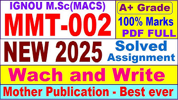 MMT 002 solved assignment 2025 in English || mmt 002 solved assignment 2025 || ignou mmt002 2025