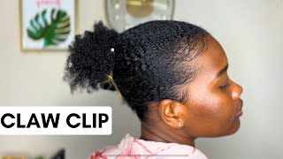 Coiffure cheveux crépus : chignon avec claw clip &amp; baby hair