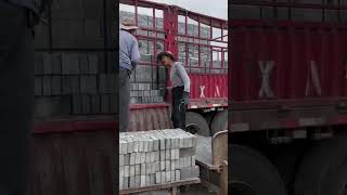 Massive Concrete Bricks Load into a Truck in Seconds