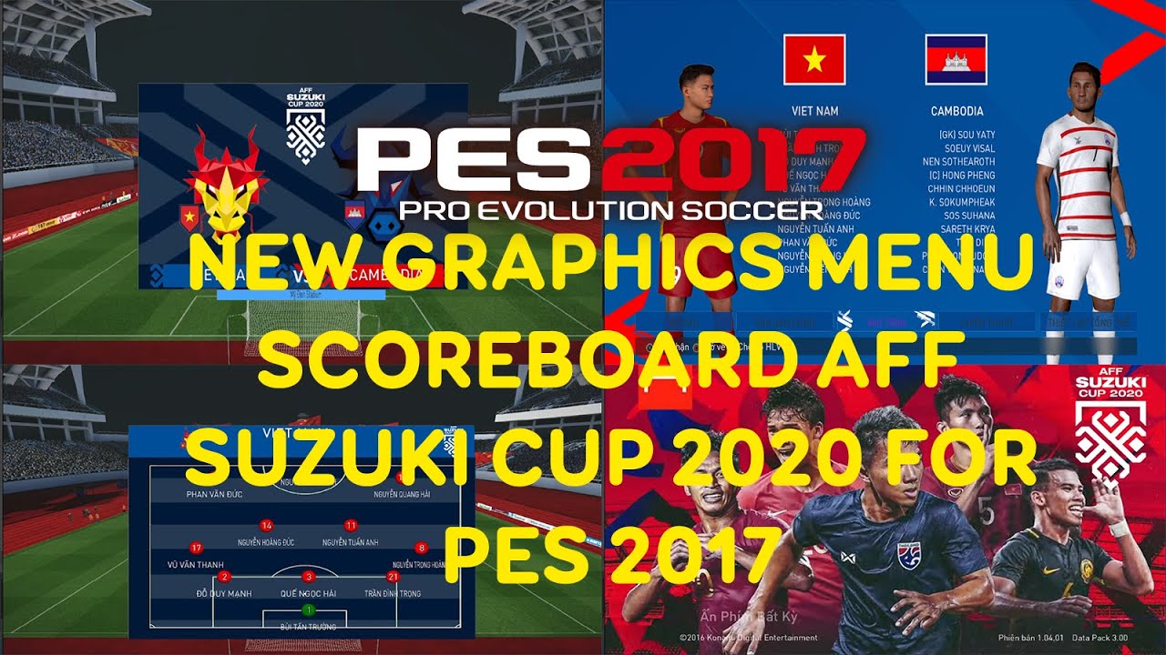 NEW GRAPHICS MENU + SCOREBOARD AFF SUZUKI CUP 2020 FOR PES 2017|Pes PC Education