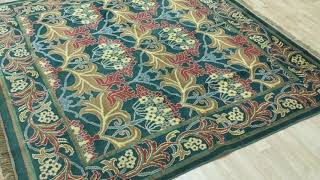William Morris Design Indian Handmade 6 foot Square Green Rug from best rug place