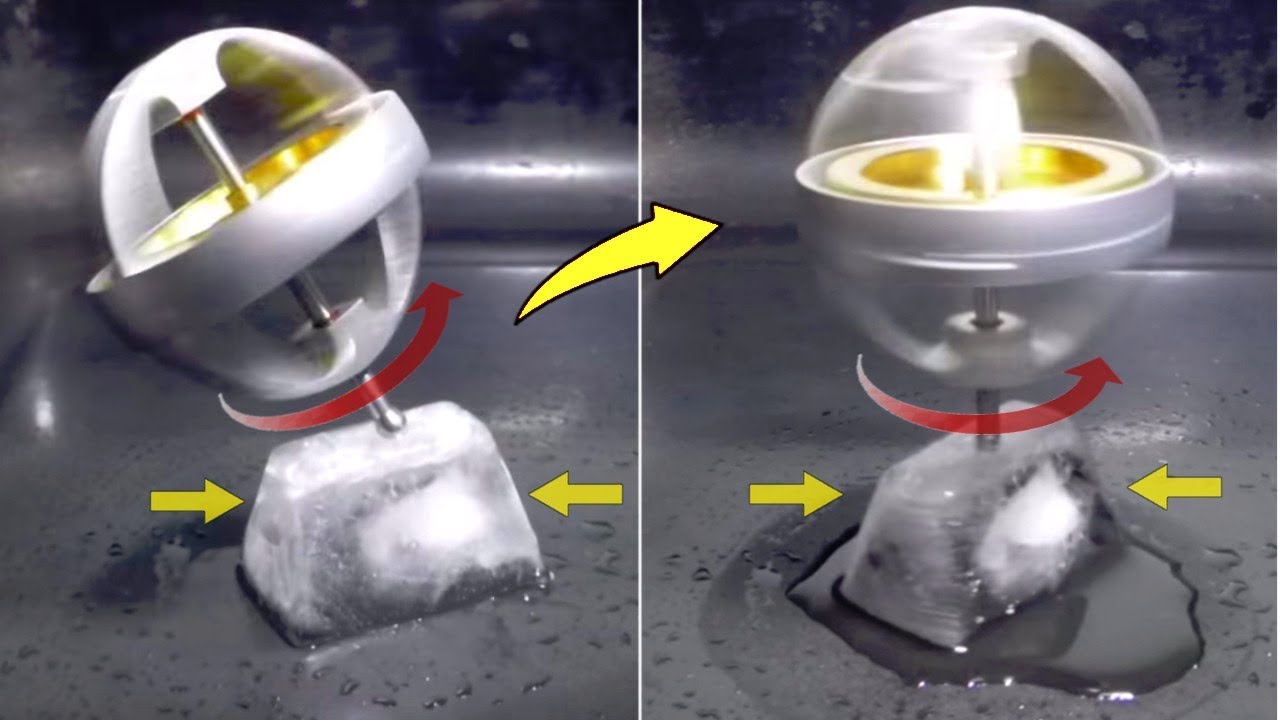 #MESExperiments 7: Gyroscopes Precess UPWARDS on Ice Even While Outer Casing Spins #Magic