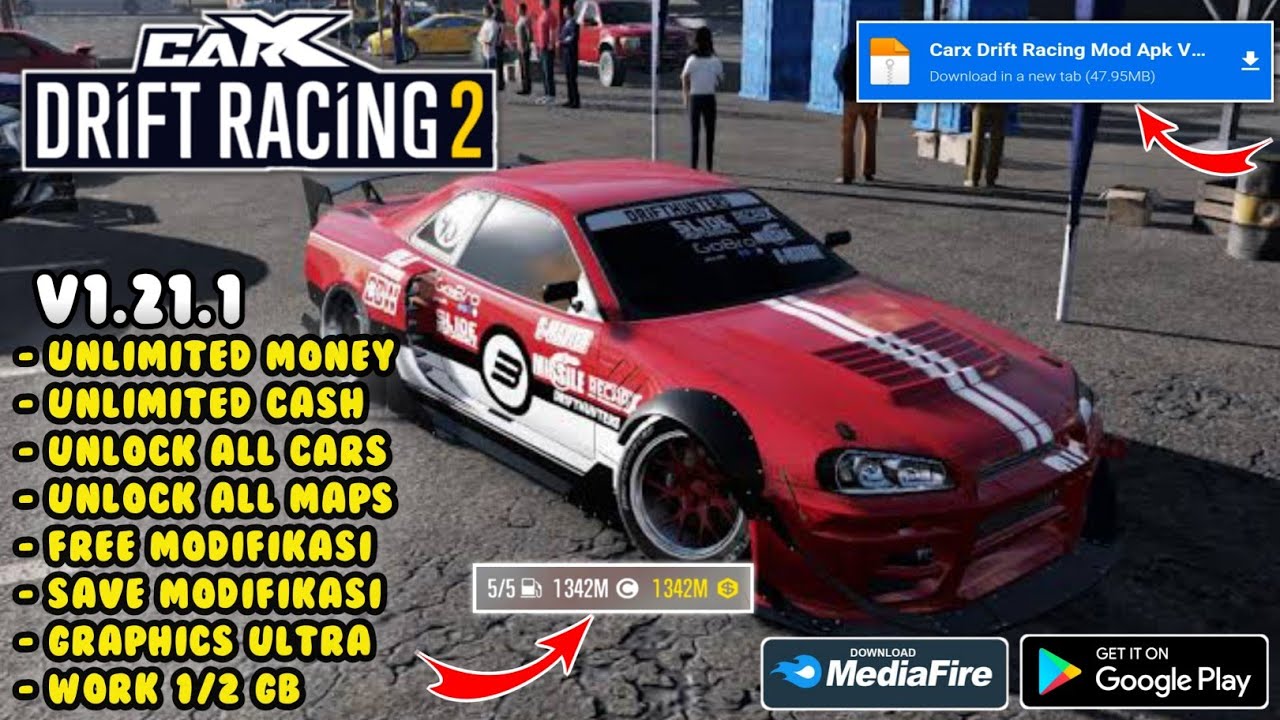 CarX Drift Racing 2 Ver. 1.29.1 MOD MENU APK, Unlimited gold and cash, Max player level, Unlimited fans, Unlimited fuel