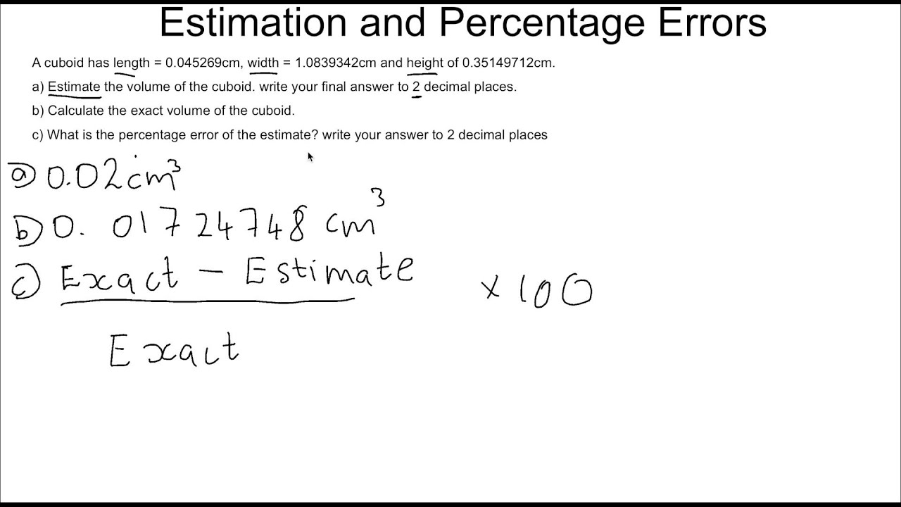 Estimation and Percentage Error - YouTube