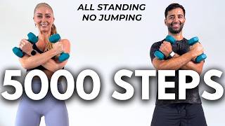 30 Min 5,000 STEP WALKING WORKOUT with Weights | All Standing, No Jumping