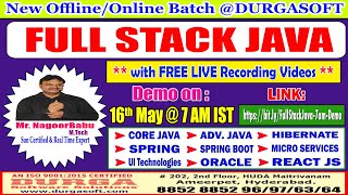 Full Stack Java Offline/Online Training @ DURGASOFT