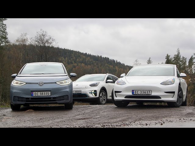 Mest for pengene: Test av VW ID.3, Kia e-Niro og Tesla Model 3