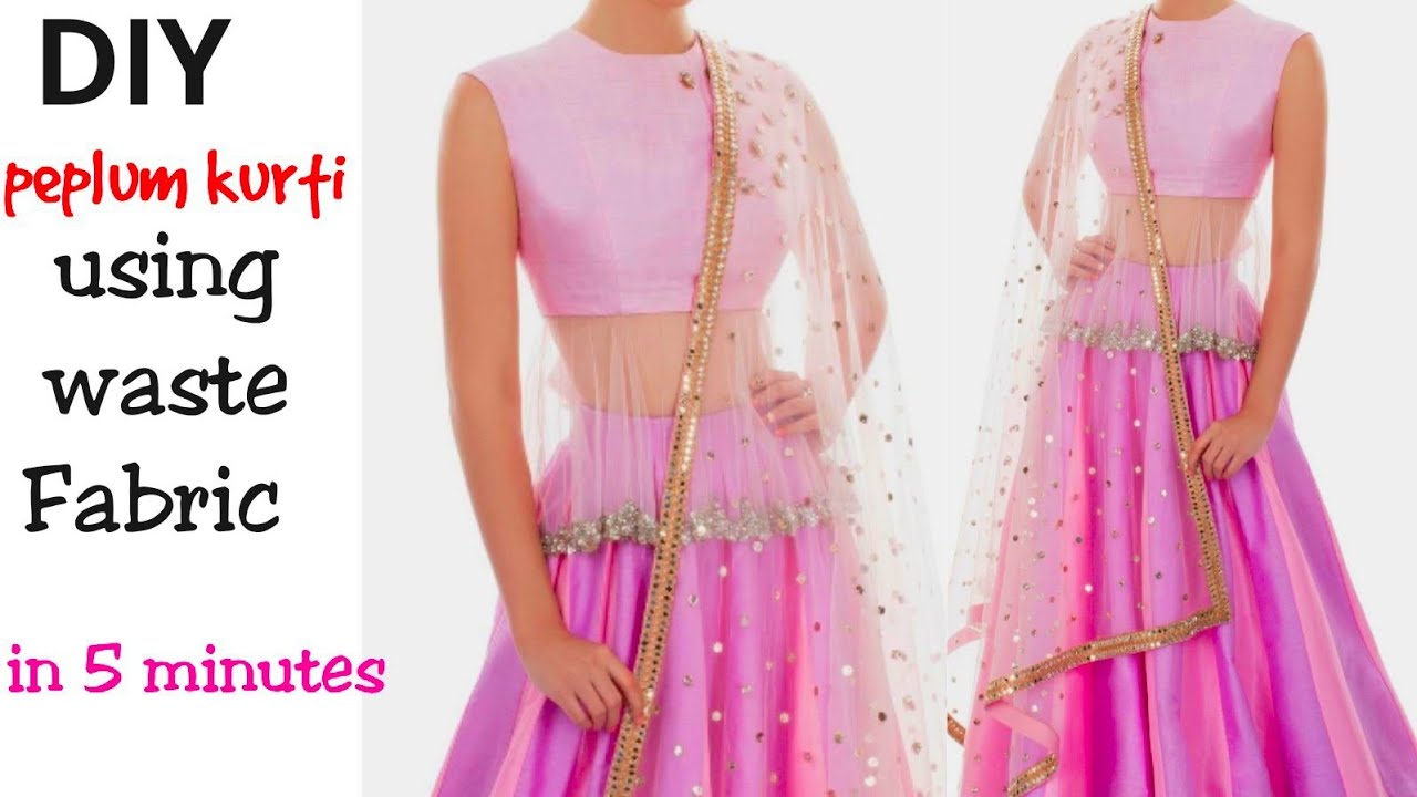 Convert old dupatta Or waste Net Fabric into peplum top in just 5 min