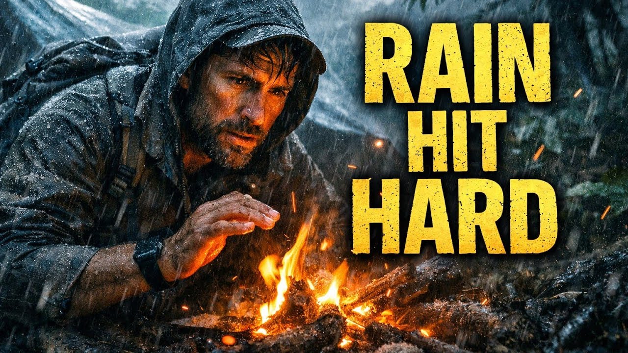 Storm Night Alone in the Jungle — Rain Hit Hard (No Crew, No Help)