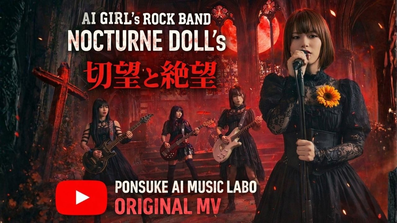 AI GIRL's ROCK BAND NOCTURNE DOLL's最新曲！「切望と絶望」前に進む言葉としてどちらも同じだ！涙よ武器に！私たちは止まらない！あなたも一緒に行こう！オリジナルMV
