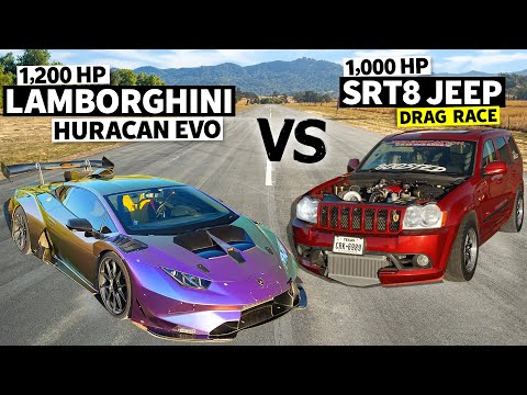 Alex Choi’s 1200hp Lamborghini Huracan vs Twin Turbo Hemi Jeep Drag Race! // THIS vs THAT