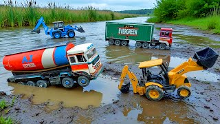 Tata Dumper BharatBenz Petrol Truck Riverside Accident Pulling Out Jcb 3dx? Jcb Tractor cartoon