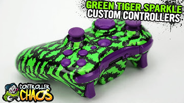Xbox 360 Custom Controllers - Green Tiger Sparkle - Controller Chaos