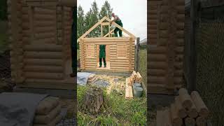 Building a Log Cabin Sauna from Start to Finish | Satisfying Construction ASMR