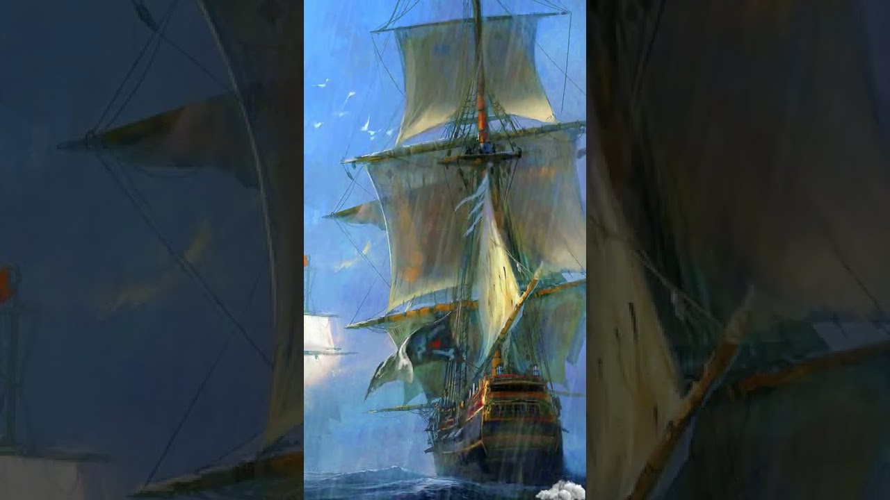 🎵🎧 Video Photo Oil painting of Pirate Ships “To The Sky " No CopyRight Music 🎶🎶