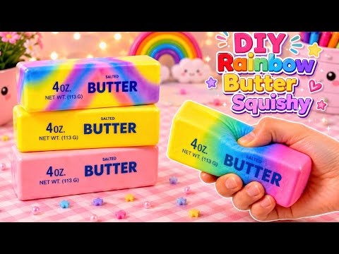 How to Make Viral Rainbow Butter Squishy / Paper craft / Easy craft ideas / art and craft