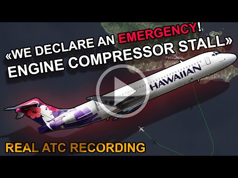 ENGINE COMPRESSOR STALL. Emergency situation after takeoff. REAL ATC