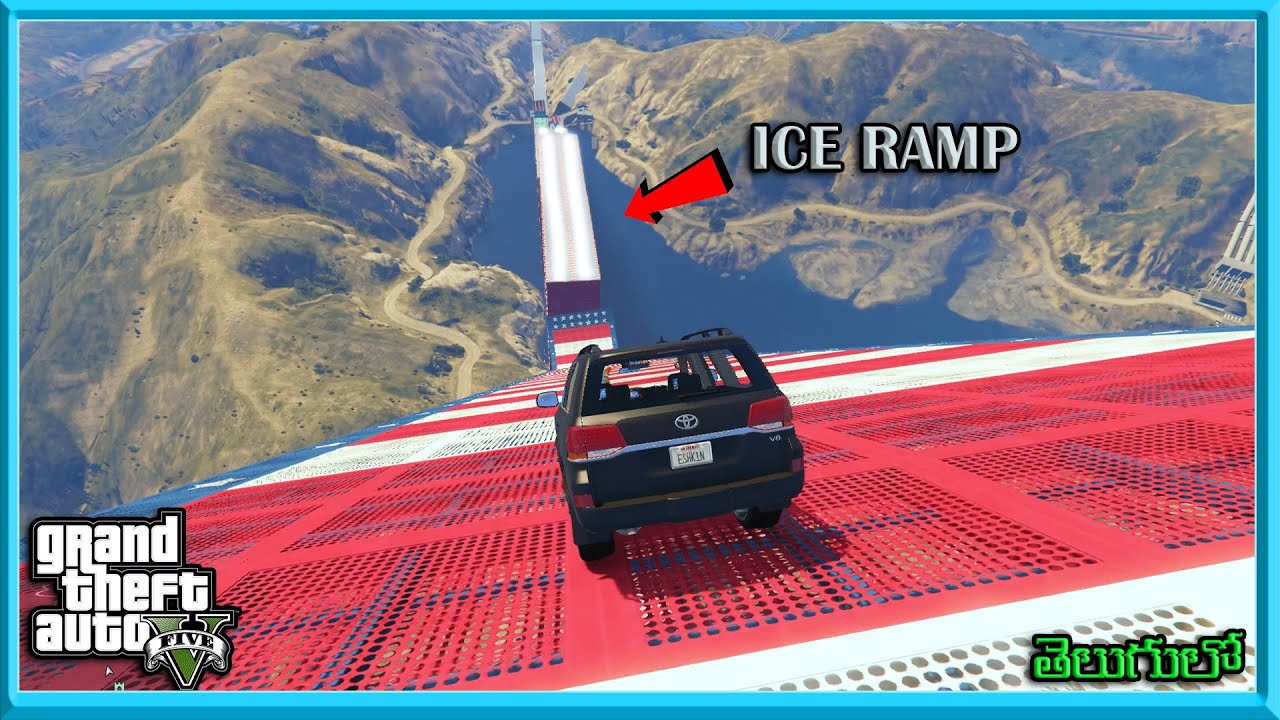 ULTIMATE ICE RAMP CHALLENGE IN GTA 5 [IN TELUGU] - YouTube