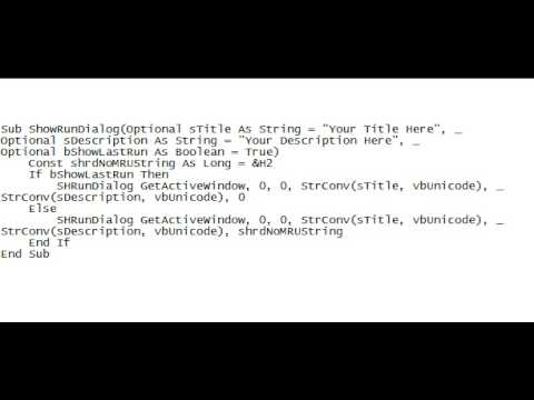 Visual Basic 6.0 ::: RUN Dialog Box
