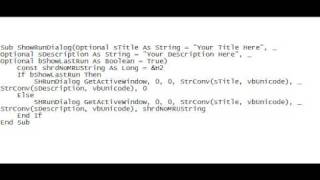Visual Basic 6.0 ::: RUN Dialog Box