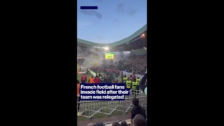 French football fans  invade field after their  team was relegated #shorts