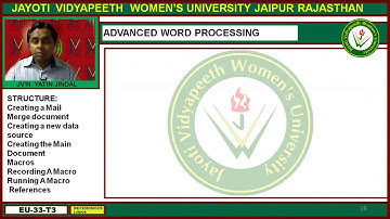 Jayoti Vidyapeeth - Faculty of Engineering and Technology - Advanced Word Processing