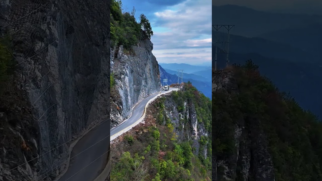 Driving on the Edge  The Thrilling Cliffside Roads of Hubei, China! 🚗⛰️ 