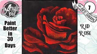 Red Rose 🌺🌸🌼 Easy Acrylic Tutorial Step by Step Day 7   #AcrylicApril2022