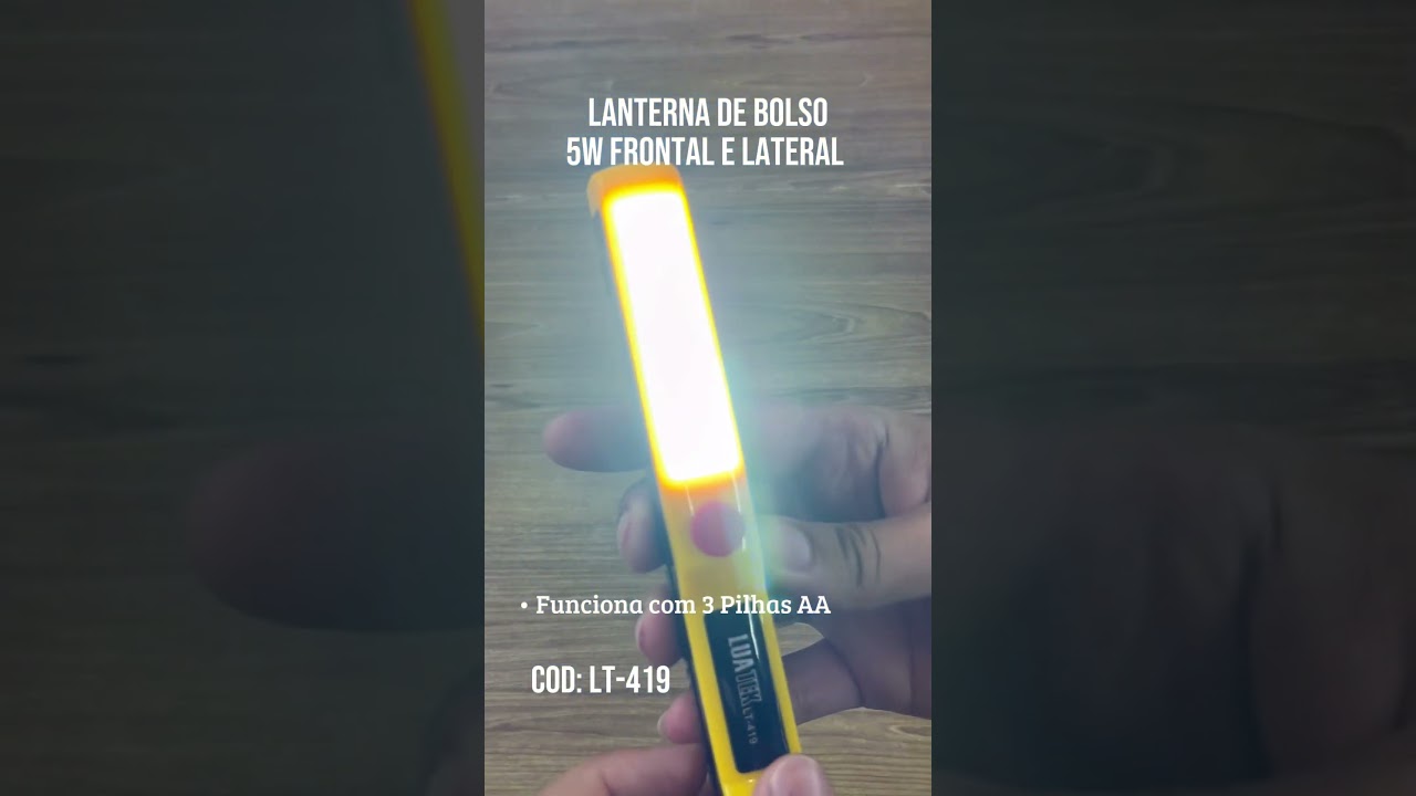 LT-419 - Lanterna de Bolso 5W Frontal e Lateral com Ímã à pilha - (Luatek)