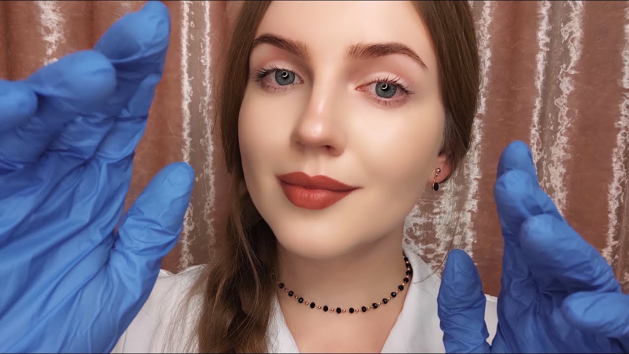 ASMR Dry Face Massage with Gloves. Doctor Roleplay