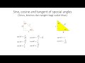 Sine, cosine and tangent of special angles