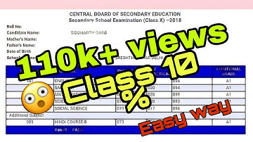 How to calculate CBSE class 10th marks into percentage